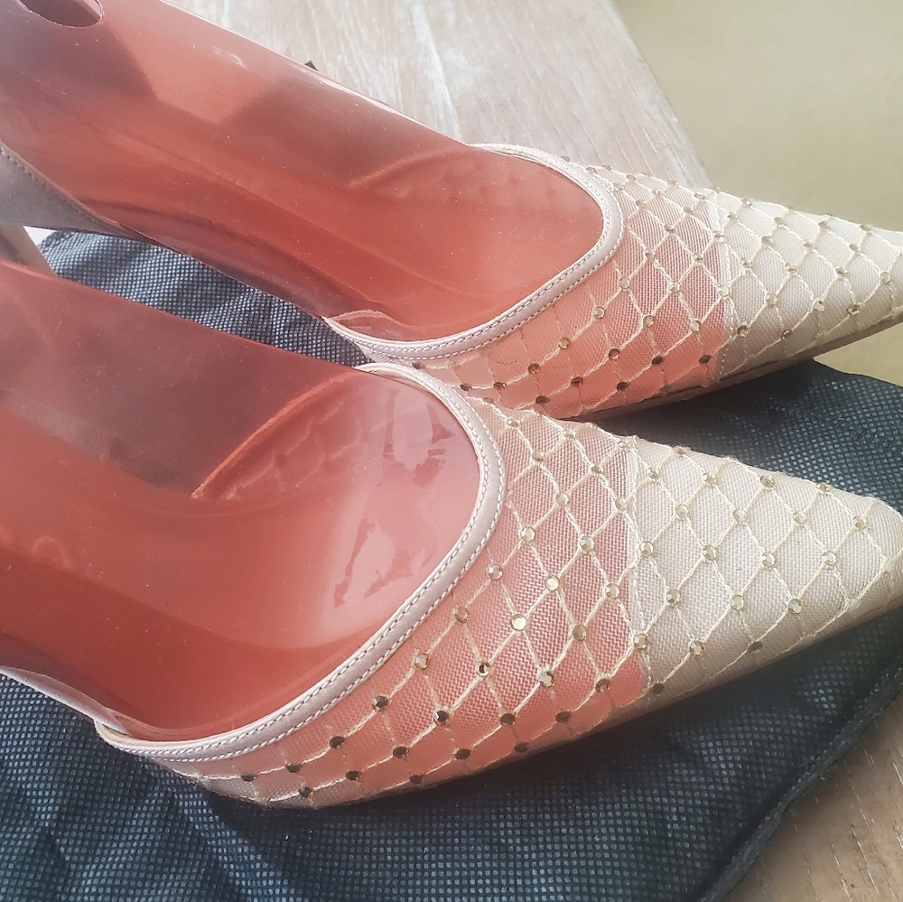 NINA Women's Cream Pumps Satin and Sequin Size 8.5M - Picture 4 of 5